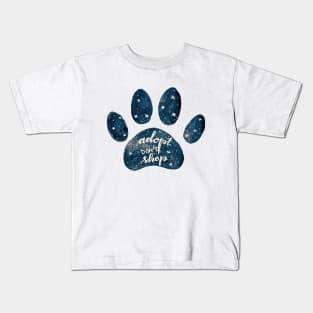 Adopt don't shop watercolor galaxy paw - blue Kids T-Shirt